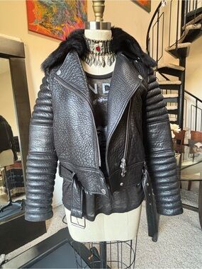 ⚡ THE ARRIVALS Rainer Structured Moto Leather Jacket - Small 🎸🖤